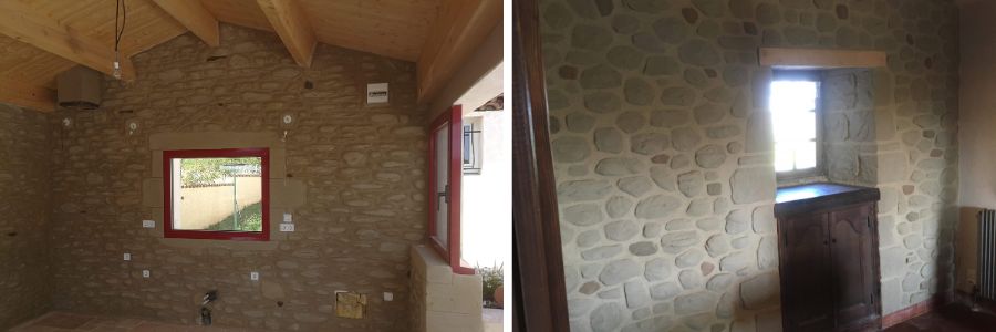 Une décoration mur en pierre pour un intérieur illumine la pièce avec La Pierre d'Uzel. 